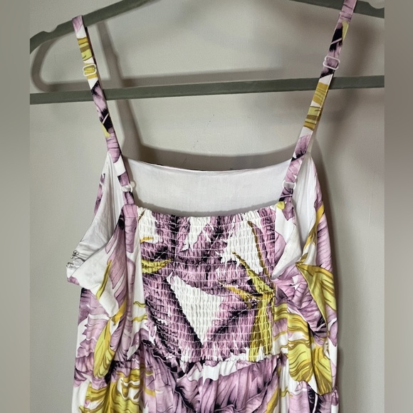 LOFT Paradise Tiered Dress White Tropical Palm Leaf Print | Size 6 | Never Worn - Picture 6 of 10